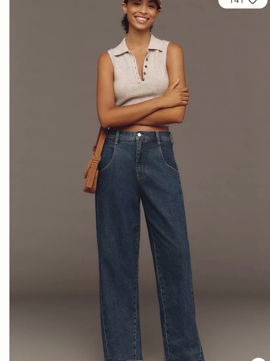 Anthropologie Denim - Anthropologie High-Rise Straight-Leg Jeans in Dark Blue Wash